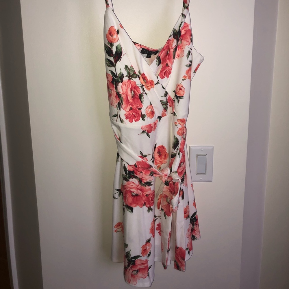 Francesca’s Floral Mini Dress With Wrap Tie